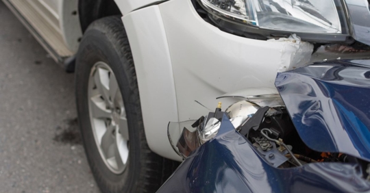 Car accident scene - fender bender.